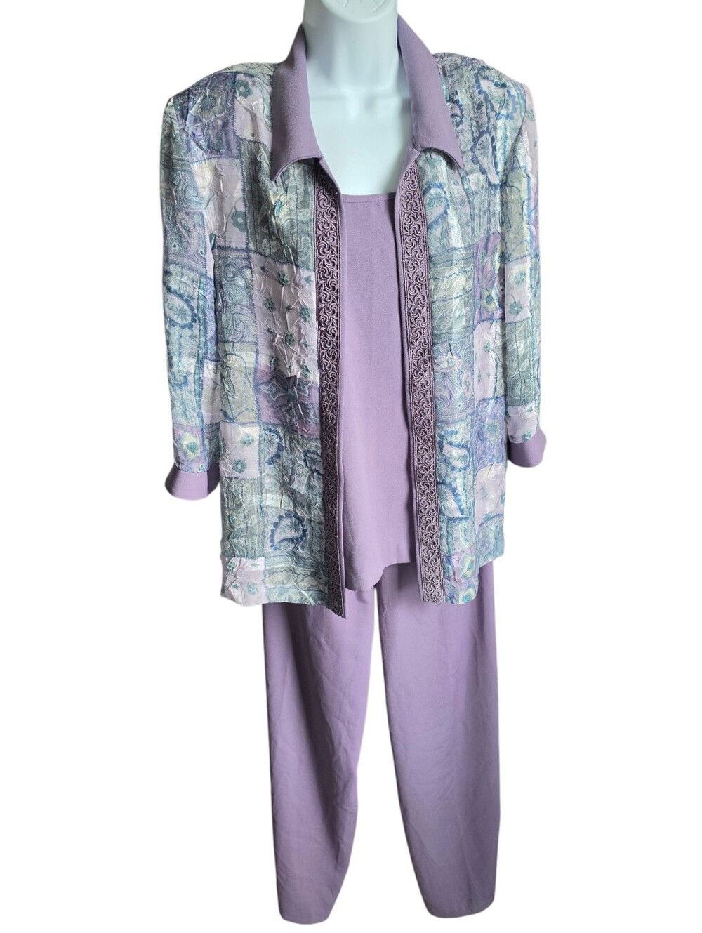 R&M Richards 3-Piece Formal Pant Suit - Lilac / Lavender (Size 16)